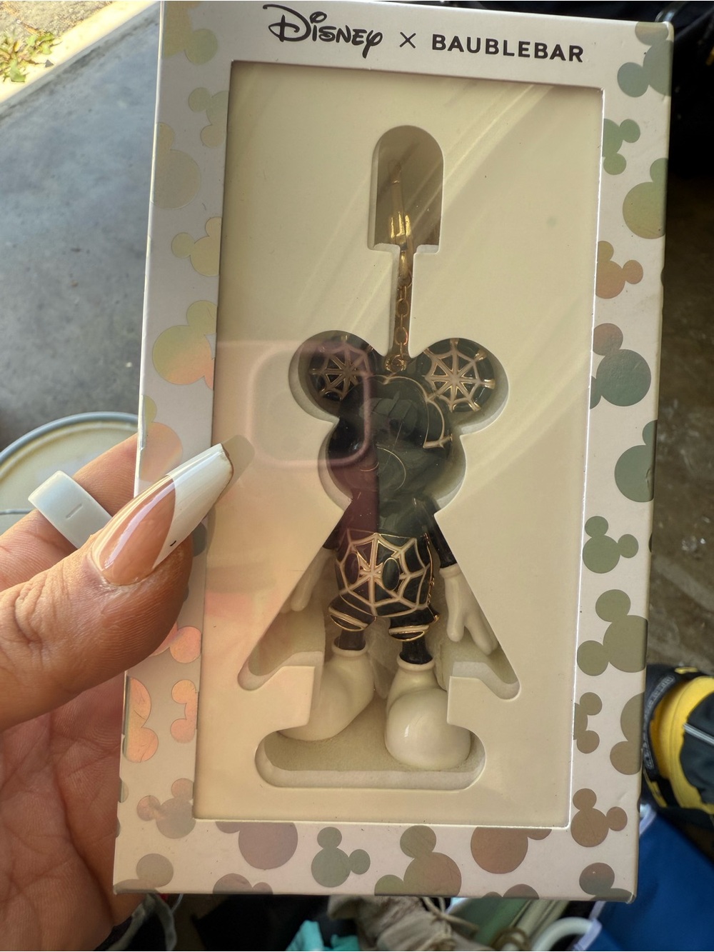 BaubleBar Disney Black and Gold Mickey Keychain Charm